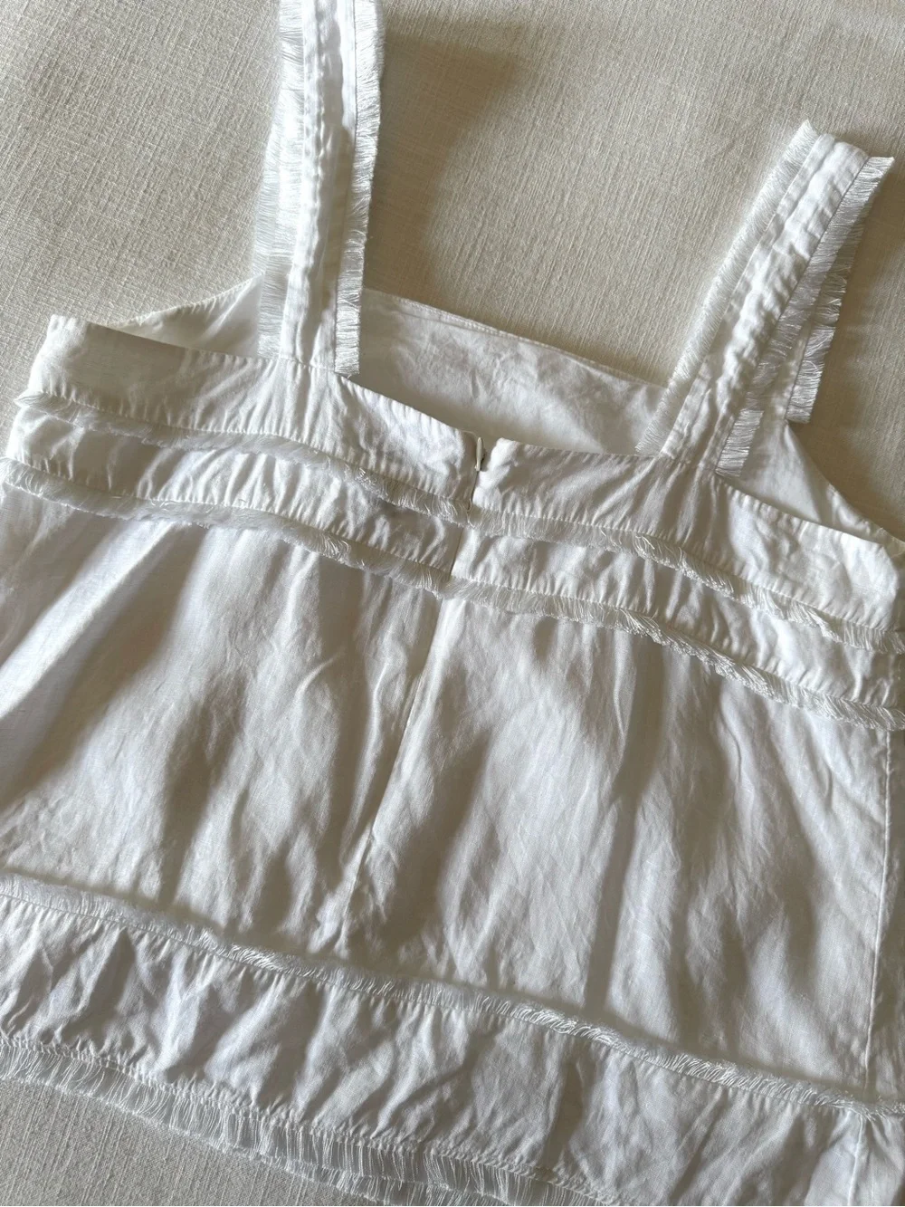 J. Crew Linen White Fringe Trim Tank, size 12